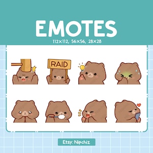 Cute Grizzly Bear Emotes | 8 Emotes for Streamer | Cute Bear Emote Pack | Funny Emotes