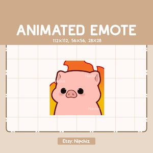 Animated Emote Relaxed and Calm Pig / Kawaii Cartoon Emote / Chibi Emote For Streamer / Ready to Use