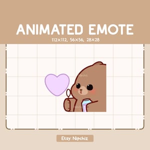 Animated Emote Grizzly Bear is Blowing a Love Shaped Soap Bubble / Cartoon Emote for Streamer