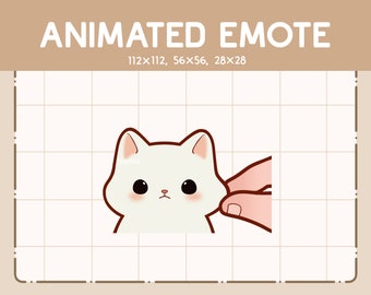 Animated Emote Cute and Adorable White Cat Getting Pinched in The Cheek - Funny Cartoon Emote for Streaming