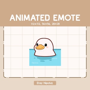 Animowana emotka Urocza kaczuszka kręcąca się na wodzie / Urocza emotka Kawaii / Emotka z kreskówek do przesyłania strumieniowego