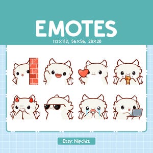 Cute White Dragon Emotes 8 Pack | Chibi White Dragon Emotes for Streamer | Kawaii Emoji Set