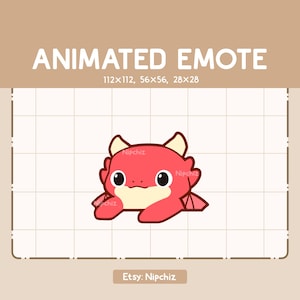 Animated Emote Red Dragon Slapping a Table - Kawaii Funny Emote - Adorable Emote