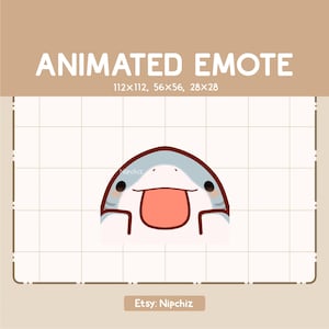 Emote animé Requin mignon léchant joyeusement - Emote adorable - Emote drôle pour le streaming - Emote kawaii