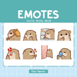 Otter  Emotes | 8 Cute Otter Bundle | Emotes for Streamer Kawaii Emoji Pack
