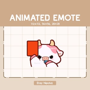 Animated Emote Pink Cow Blowing Whistle and Showing a Red Card / Funny Cartoon Emote / Ready to Use