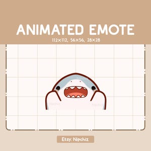 Emote animée Un requin mignon apparaît soudainement et surprend - Emote dessin animé mignon - Prêt à l'emploi - Emote chibi pour le streaming