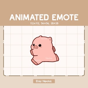 Gesto animado Chibi Cerdito alegre corriendo / Gesto de dibujos animados kawaii / Gesto Chibi para transmisor / Listo para usar