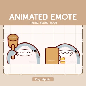 Animated Emote Cute Shark is Knocking the Hammer - Cute Funny Emote - Ready to Use - Kawaii Emote