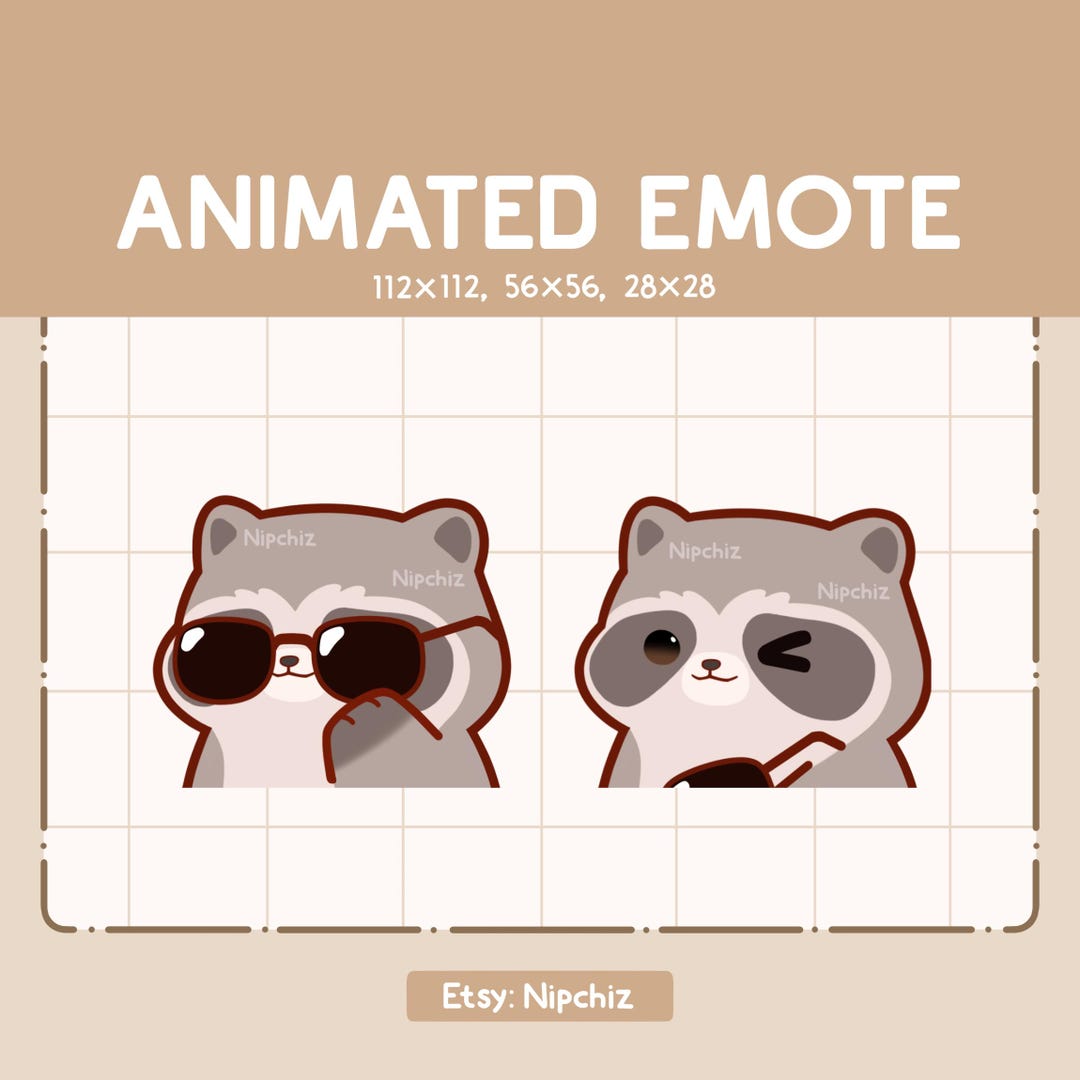 Animated Emote Adorable Raccoon is Wearing the Glasses and Winking ...