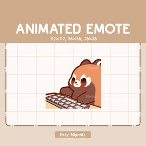 Gesto animado: Panda rojo escribiendo a través del teclado - Gesto de dibujos animados - Gesto divertido para transmisión - Listo para usar