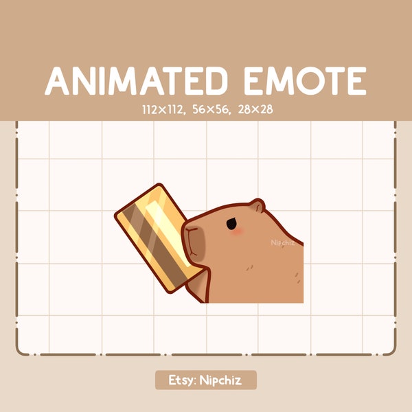 Animated Emote Adorable Chibi Capybara Gladly Giving His Card / Emote for Streamer / Animal Cartoon Emote