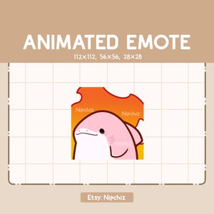 Emote animado de tiburón rosa relajado y tranquilo / Emote kawaii de dibujos animados / Listo para usar / Emote divertido