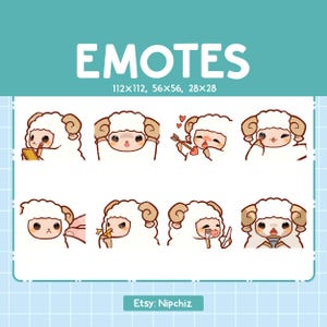 Schapen-emoties voor streaming | Kawaii dierenemoji | (8) Emote-pakket schattige babyschaapjes