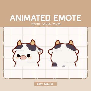 Animated Emote Adorable Cow is Spinning in Circle / Kawaii Cartoon Emote / Chibi Emote For Streamer / Ready to Use