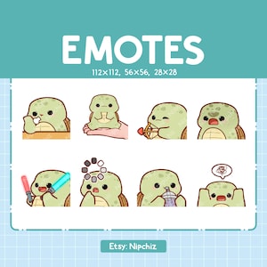 Chibi Turtle Emotes for Streamer (8) - Kawaii Cute Turtle - Emoji Pack for Streaming