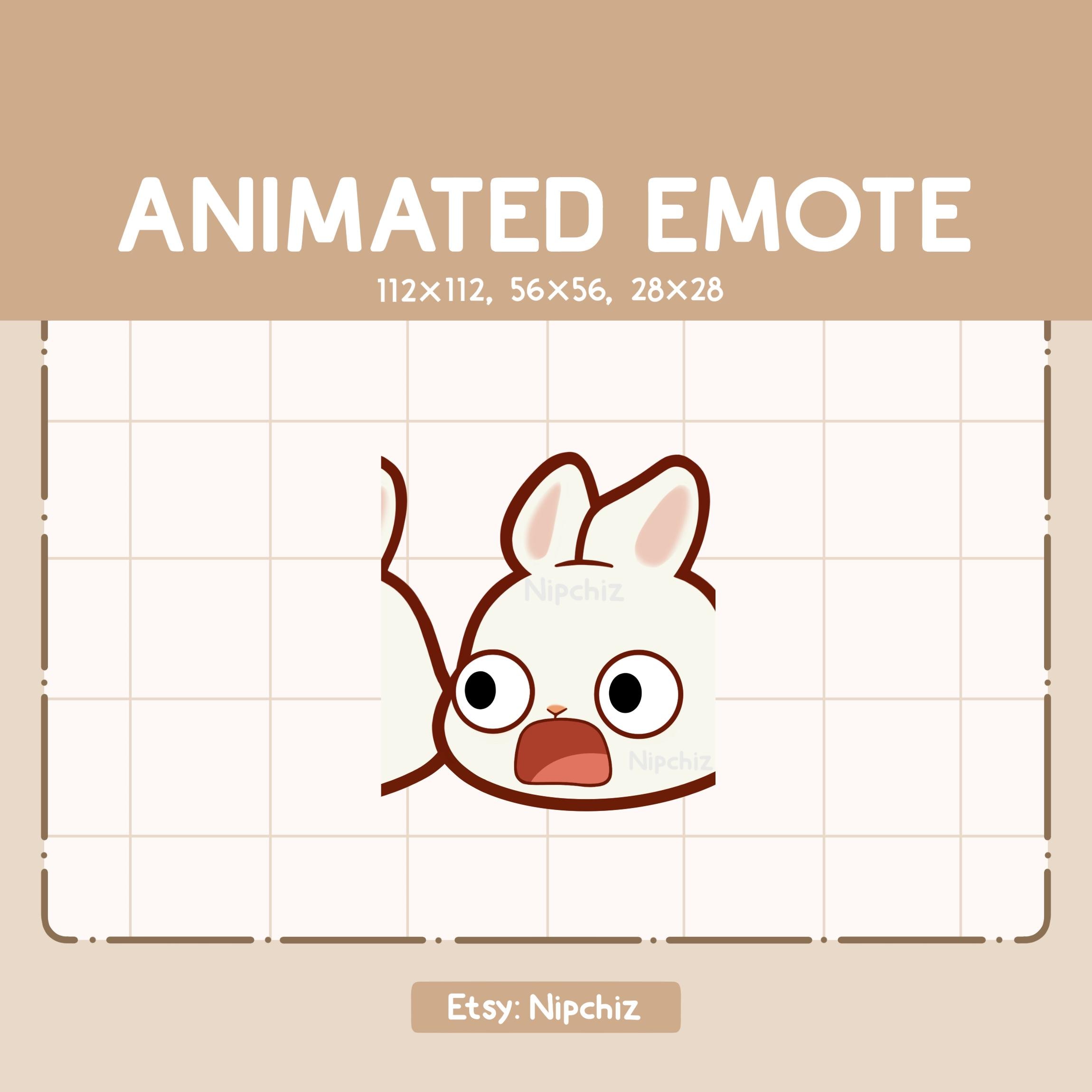 Animated Emote Chibi Shocked Rabbit is Surprised - Funny Cartoon Emote ...
