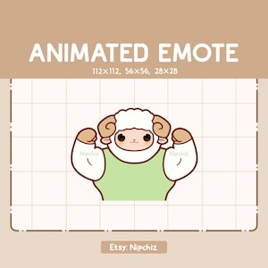 Animated Emote Chibi Sheep is Flexing his Muscle - Cartoon Emote - Funny Emote for Streaming