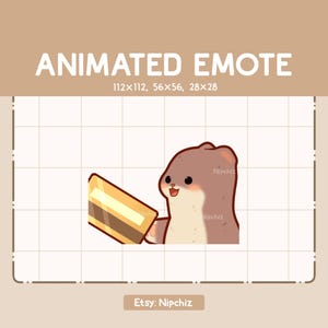 Emote animé adorable hermine mignonne donnant volontiers sa carte - emote drôle de bande dessinée - prêt à l'emploi - emote Chibi pour streamer