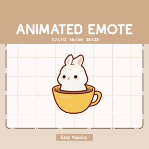Animiertes Emote Süßer Hase in einer Tasse Kaffee / Chibi Emote / Emote für Tracking / Cartoon Emote