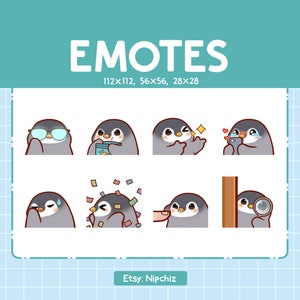 Emotes Penguin / 8 Cute Emotes for Streaming / Digital / Chibi Penguin Emote Bundle