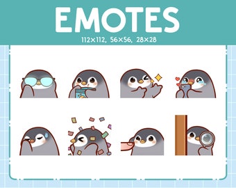 Emotes Penguin / 8 Cute Emotes for Streaming / Digital / Chibi Penguin Emote Bundle