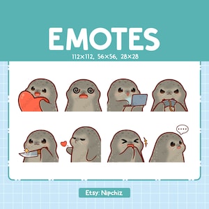Cute Seals Emotes 8 Pack / Chibi Baby Seals Emotes for Streamer / Kawaii Emoji Set
