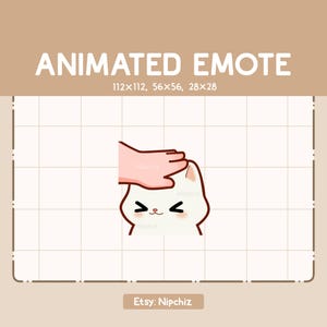 Emote animado de mano adorable y gato blanco feliz / Emote chibi adorable / Emote de dibujos animados para transmisión