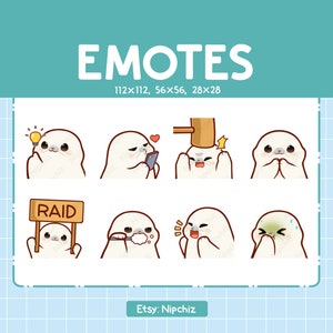 Emotes de phoques du Groenland / 8 émoticônes de phoques du Groenland mignons / émoticônes kawaii / prêt à l'emploi / lot d'emojis drôles