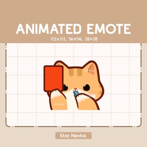 Animated Emote Orange Tabby Cat Blowing Whistle and Showing a Red Card / Ready to Use / Funny Kawaii Emote / Cartoon Cute Emote
