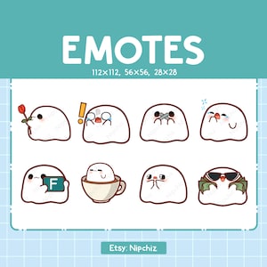 Ghost Emotes / Cute Emoji Pack / 8 Ghost Emotes for Streaming / Bundle Emotes