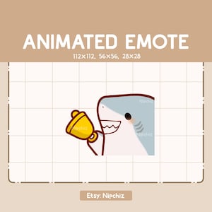 Emote animé requin essaie d'attirer l'attention en sonnant une cloche - Emote dessin animé Chibi - Prêt à l'emploi - Emote drôle