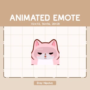 Gesto animado: Adorable gato rosa dando un beso / Adorable gesto chibi / Gesto de dibujos animados para streaming