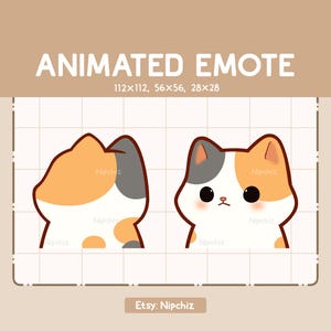 Animated Emote Cute Calico Cat Turning Around - Cute Cartoon Emote - Ready to Use – Chibi Emote for Streaming