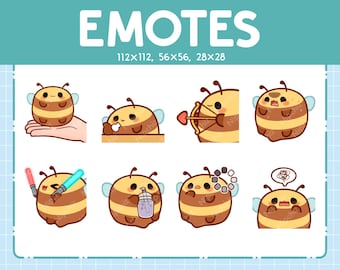 Chibi Bee Emotes for Streaming - (8) kawaii Emotes – Cute Bee Emote Bundle – Funny Emotes