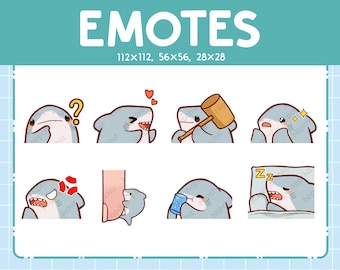 Gestos de tiburón chibi para transmisión: (8) Gestos kawaii: paquete de gestos de tiburón lindo: gestos divertidos