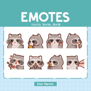 Cute Raccoon Emotes | 8 Emotes for Streamer | Cute Raccoon Emote Pack | Funny Emotes