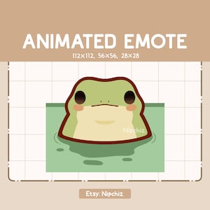 Geanimeerde emote Schattige mollige groene kikker die op groen water draait - Klaar voor gebruik - Dierenemote