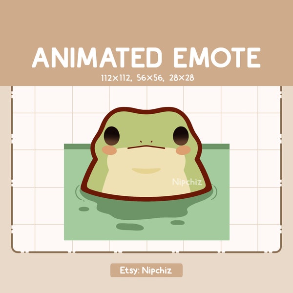 Animated Emote Adorable Chubby Green Frog Spinning on Green Water - Ready to Use - Animal Emote