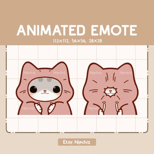 Animated Emote Cute Gray Tabby Cat Is Hiding and Revealing His Face With His Hoodie - Chibi Funny Emote / Emote for Streaming