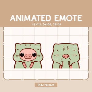 Animated Emote Chibi Pig Is Hiding and Revealing His Face With His Hoodie / Cute Cartoon Emote/ Emote for Streaming