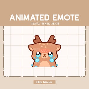 Animiertes Emote Trauriges Reh mit Tränen in den Augen weint / Kawaii Emote / Bezauberndes Emote für Streamer / Gebrauchsfertig