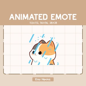Animated Emote Adorable Calico Cat is Waiting Through The Rainy Weather / Kawaii Cute Emote / Ready to Use / Emote for Streaming