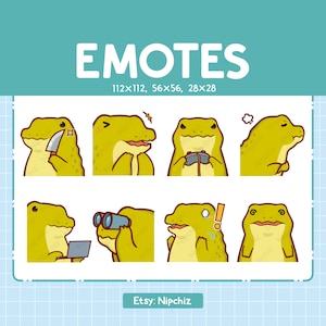 Crocodile Emotes for Streaming | Kawaii Animal Emoji | (8) Cute alligator Emote Pack