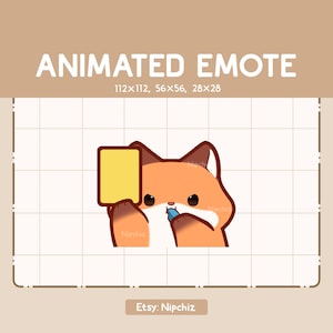 Animated Emote Adorable Chibi Fox Blowing Whistle and Holding a Yellow Card / Cartoon Kawaii Emote/ Ready to Use/ Funny Emote