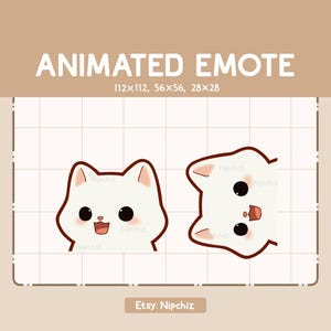 Animated Emote Cute Surprising White Cat is Appearing From All Angle / Adorable Chibi Emote / Cartoon Emote for Streaming