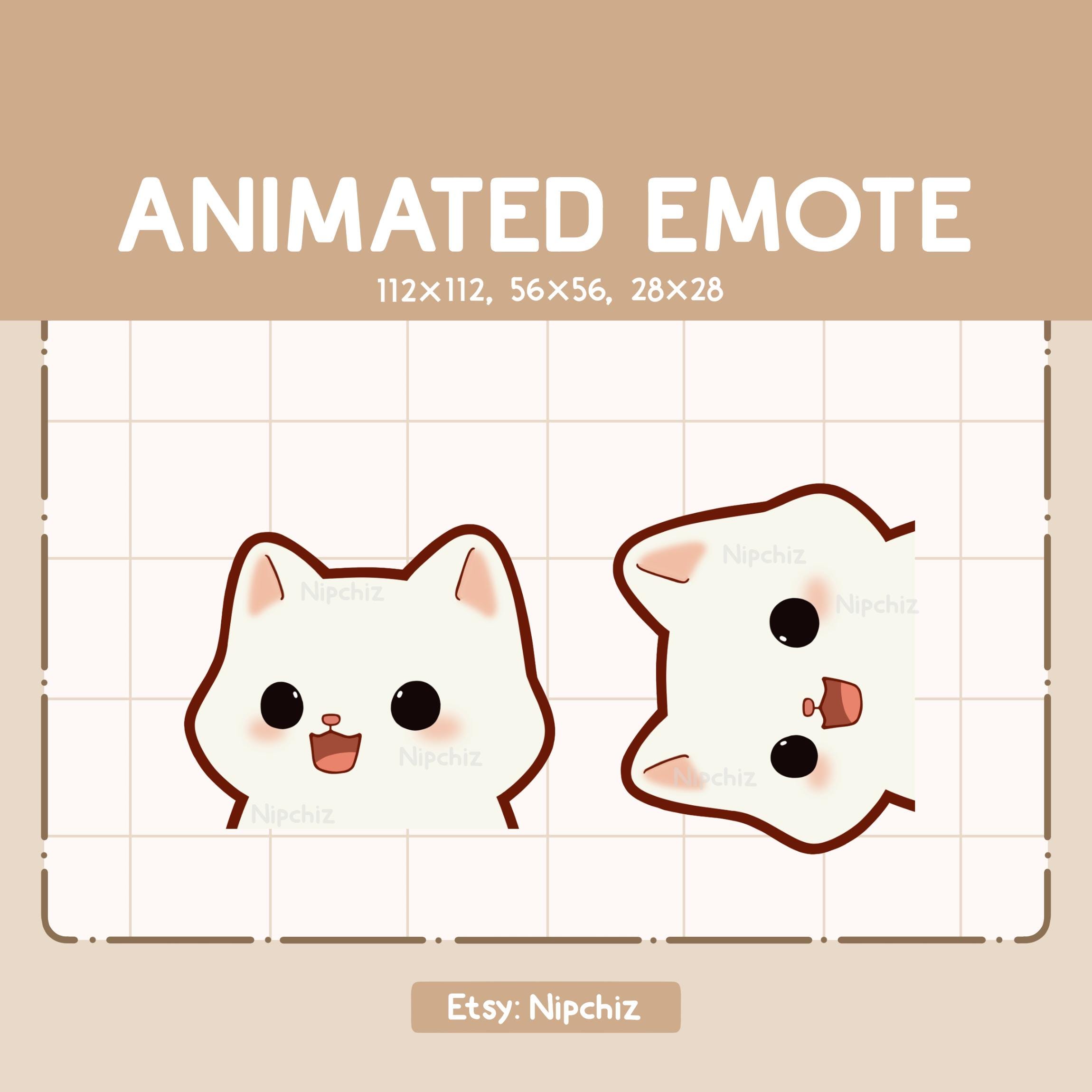Animated Emote Cute Surprising White Cat is Appearing From All Angle / Adorable Chibi Emote / Cartoon Emote for Streaming
