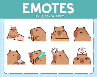 Cute Capybara Emotes 8 Pack | Chibi Capybara Emotes for Streamer | Kawaii Emoji Set