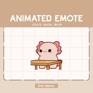 Emote animé Chibi Axolotl en colère en retournant une table devant lui - Emote dessin animé mignon - Prêt à l'emploi - Emote Chibi pour le streaming
