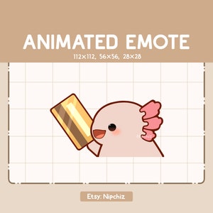 Emote animé Kawaii mignon Axolotl donnant sa carte / emote pour le streaming - prêt à l'emploi